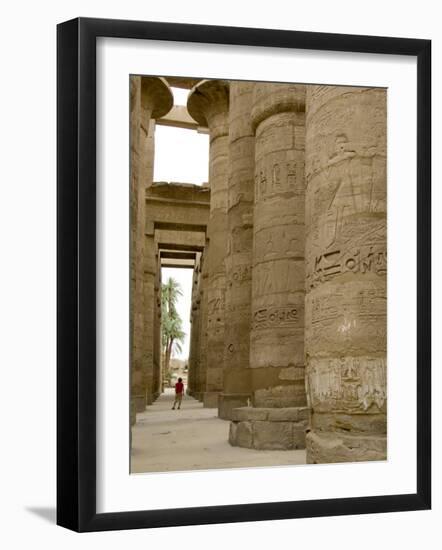 Hieroglyphic covered columns in hypostyle hall, Karnak Temple, East Bank, Luxor, Egypt-Cindy Miller Hopkins-Framed Photographic Print