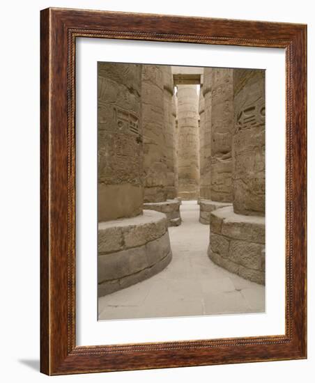 Hieroglyphic covered columns in hypostyle hall, Karnak Temple, East Bank, Luxor, Egypt-Cindy Miller Hopkins-Framed Photographic Print