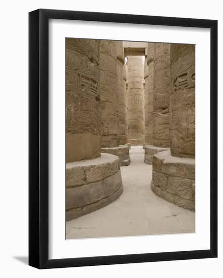 Hieroglyphic covered columns in hypostyle hall, Karnak Temple, East Bank, Luxor, Egypt-Cindy Miller Hopkins-Framed Photographic Print