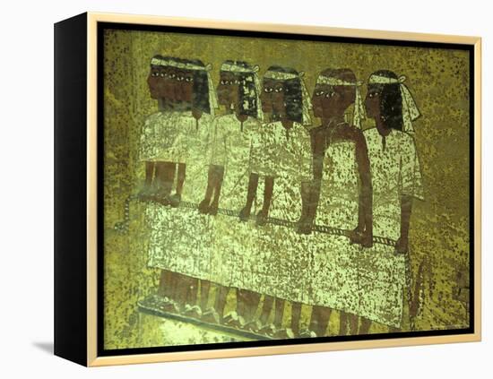 Hieroglyphic Mourners at King Tutankhamun's Sarcophagus, Egypt-Claudia Adams-Framed Premier Image Canvas