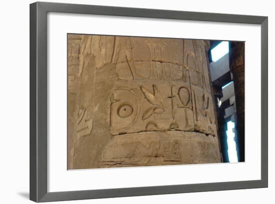 Hieroglyphics Carved on a Column at the Temple of Karnak, Egypt, C14th-13th Century Bc-null-Framed Photographic Print