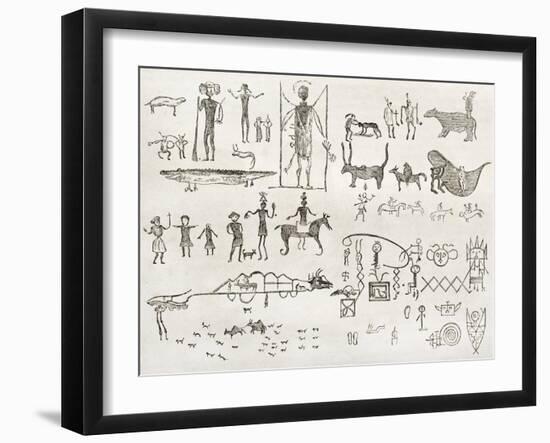 Hieroglyphics Found In A Cave Near Fossil Creek, Arizona-marzolino-Framed Art Print