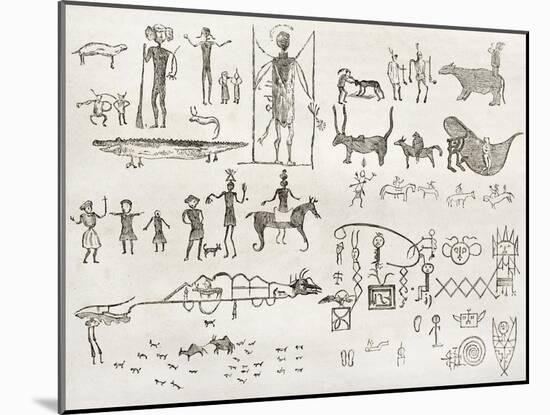 Hieroglyphics Found In A Cave Near Fossil Creek, Arizona-marzolino-Mounted Art Print