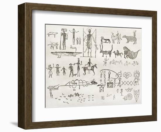 Hieroglyphics Found In A Cave Near Fossil Creek, Arizona-marzolino-Framed Premium Giclee Print