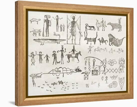 Hieroglyphics Found In A Cave Near Fossil Creek, Arizona-marzolino-Framed Stretched Canvas