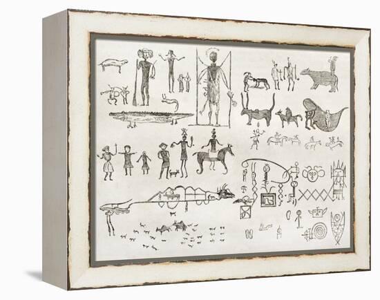 Hieroglyphics Found In A Cave Near Fossil Creek, Arizona-marzolino-Framed Stretched Canvas