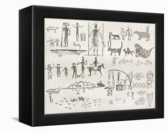 Hieroglyphics Found In A Cave Near Fossil Creek, Arizona-marzolino-Framed Stretched Canvas