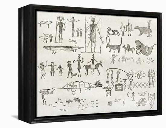 Hieroglyphics Found In A Cave Near Fossil Creek, Arizona-marzolino-Framed Stretched Canvas