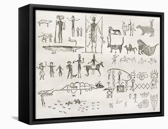 Hieroglyphics Found In A Cave Near Fossil Creek, Arizona-marzolino-Framed Stretched Canvas