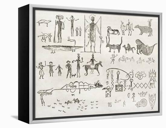 Hieroglyphics Found In A Cave Near Fossil Creek, Arizona-marzolino-Framed Stretched Canvas