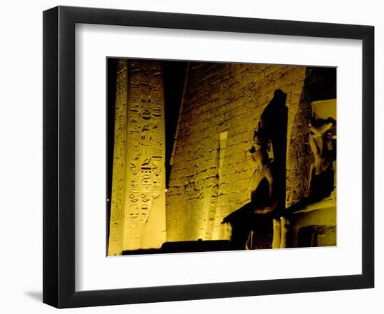 Hieroglyphs and Statues of Luxor Temple at Night, Luxor, Egypt-Cindy Miller Hopkins-Framed Photographic Print