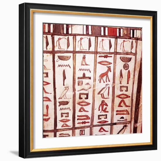 Hieroglyphs from wooden Mummy case of Pensenhor, from Thebes, c900 BC-Unknown-Framed Giclee Print