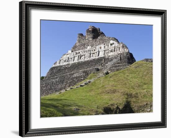 Hieroglyphs on Wall Facade of El Castillo Pyramid, Xunantunich Ancient Site, Cayo District, Belize-William Sutton-Framed Photographic Print