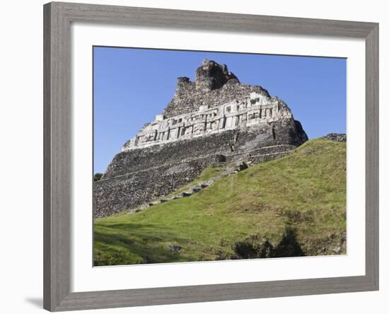 Hieroglyphs on Wall Facade of El Castillo Pyramid, Xunantunich Ancient Site, Cayo District, Belize-William Sutton-Framed Photographic Print