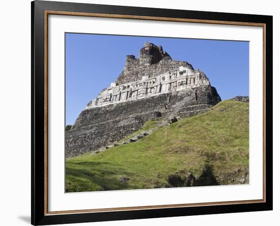 Hieroglyphs on Wall Facade of El Castillo Pyramid, Xunantunich Ancient Site, Cayo District, Belize-William Sutton-Framed Photographic Print