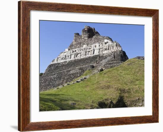 Hieroglyphs on Wall Facade of El Castillo Pyramid, Xunantunich Ancient Site, Cayo District, Belize-William Sutton-Framed Photographic Print