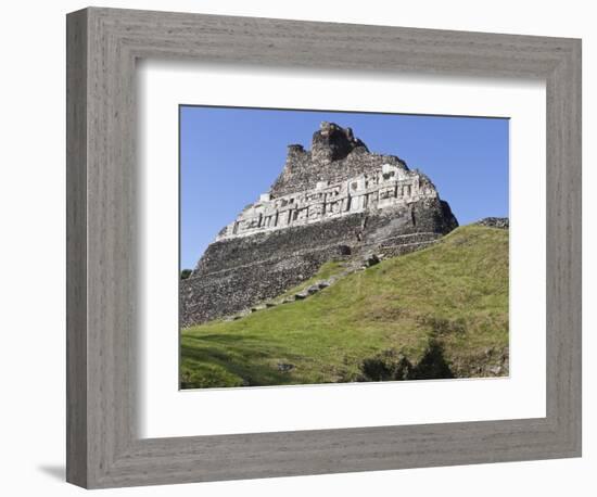 Hieroglyphs on Wall Facade of El Castillo Pyramid, Xunantunich Ancient Site, Cayo District, Belize-William Sutton-Framed Photographic Print