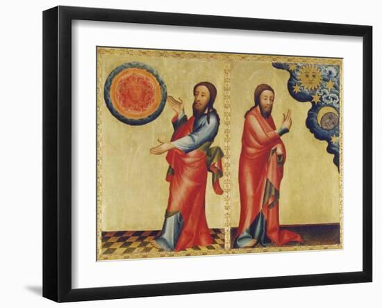 High Altar of St. Peter's in Hamburg: Division of Waters and Creation of the Sun, Moon and Stars-Master Bertram of Minden-Framed Premium Giclee Print