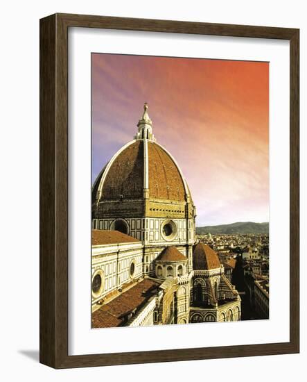 High Angle View of a Cathedral, Duomo Santa Maria Del Fiore, at Sunset Florence, Tuscany, Italy-Miva Stock-Framed Photographic Print