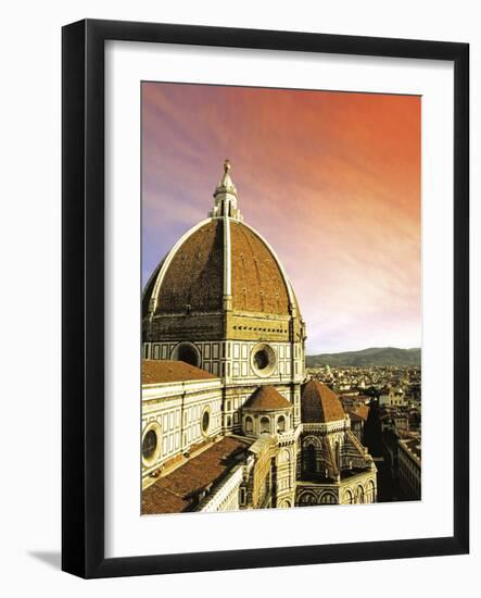 High Angle View of a Cathedral, Duomo Santa Maria Del Fiore, at Sunset Florence, Tuscany, Italy-Miva Stock-Framed Photographic Print