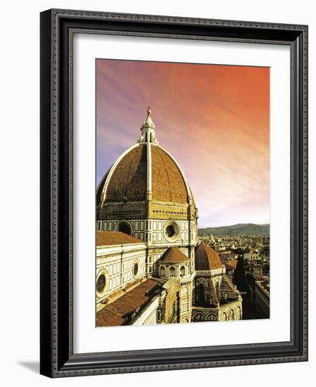 High Angle View of a Cathedral, Duomo Santa Maria Del Fiore, at Sunset Florence, Tuscany, Italy-Miva Stock-Framed Photographic Print