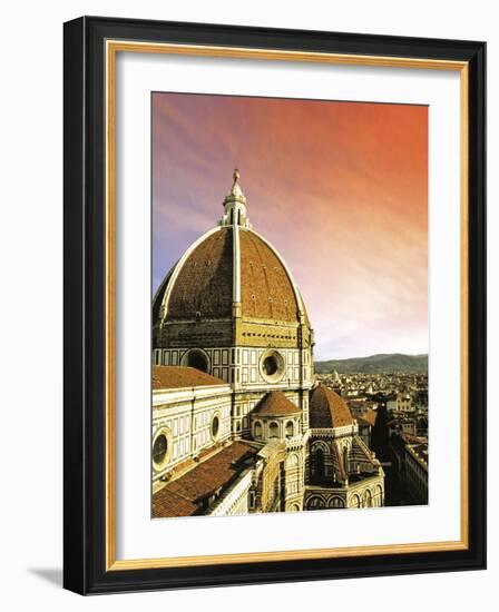 High Angle View of a Cathedral, Duomo Santa Maria Del Fiore, at Sunset Florence, Tuscany, Italy-Miva Stock-Framed Photographic Print