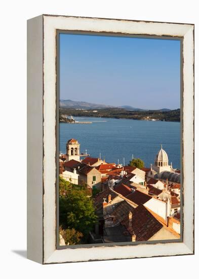 High Angle View of a Cathedral in a Town on the Coast, Sibenik Cathedral, Sibenik, Dalmatia-null-Framed Premier Image Canvas