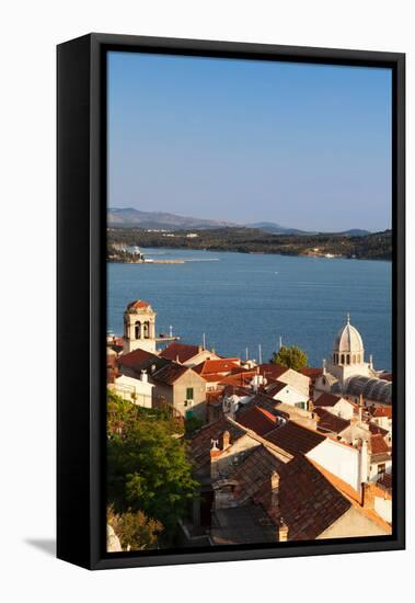 High Angle View of a Cathedral in a Town on the Coast, Sibenik Cathedral, Sibenik, Dalmatia-null-Framed Premier Image Canvas