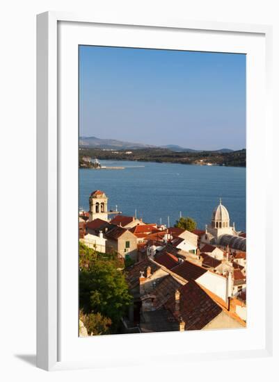 High Angle View of a Cathedral in a Town on the Coast, Sibenik Cathedral, Sibenik, Dalmatia-null-Framed Photographic Print