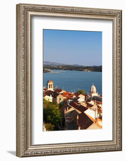 High Angle View of a Cathedral in a Town on the Coast, Sibenik Cathedral, Sibenik, Dalmatia-null-Framed Photographic Print