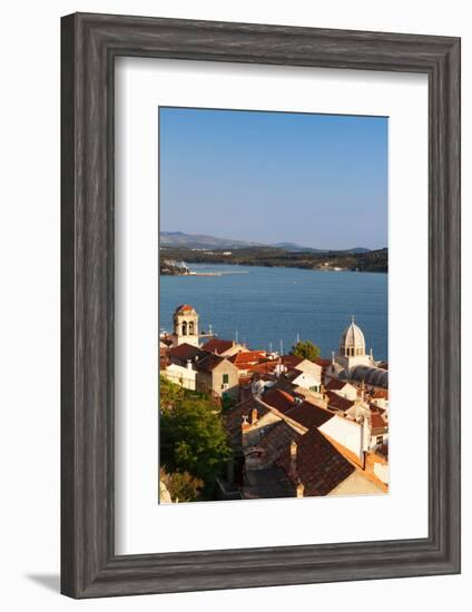 High Angle View of a Cathedral in a Town on the Coast, Sibenik Cathedral, Sibenik, Dalmatia-null-Framed Photographic Print