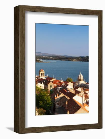 High Angle View of a Cathedral in a Town on the Coast, Sibenik Cathedral, Sibenik, Dalmatia-null-Framed Photographic Print