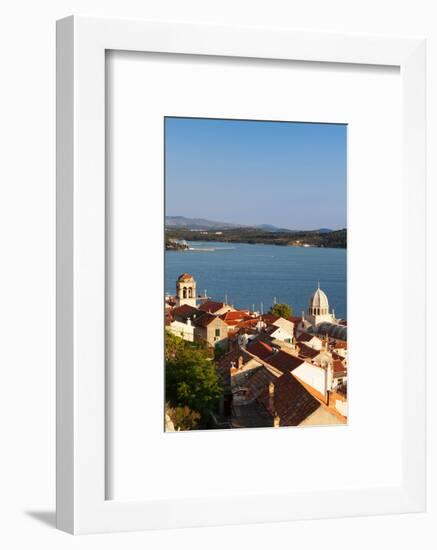 High Angle View of a Cathedral in a Town on the Coast, Sibenik Cathedral, Sibenik, Dalmatia-null-Framed Photographic Print