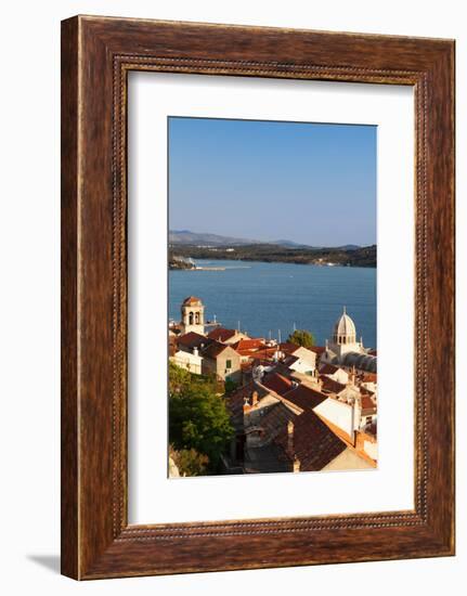 High Angle View of a Cathedral in a Town on the Coast, Sibenik Cathedral, Sibenik, Dalmatia-null-Framed Photographic Print