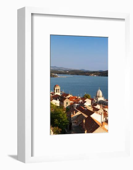 High Angle View of a Cathedral in a Town on the Coast, Sibenik Cathedral, Sibenik, Dalmatia-null-Framed Photographic Print