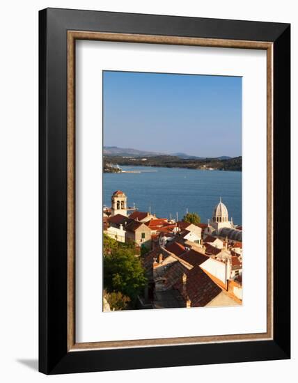 High Angle View of a Cathedral in a Town on the Coast, Sibenik Cathedral, Sibenik, Dalmatia-null-Framed Photographic Print