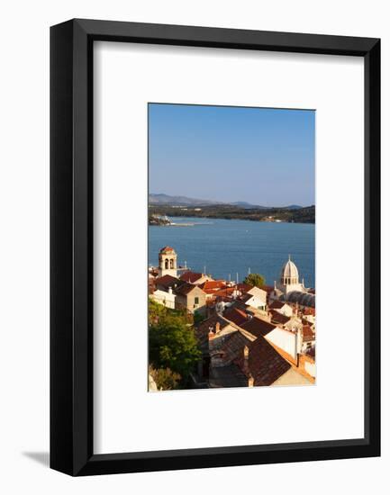 High Angle View of a Cathedral in a Town on the Coast, Sibenik Cathedral, Sibenik, Dalmatia-null-Framed Photographic Print