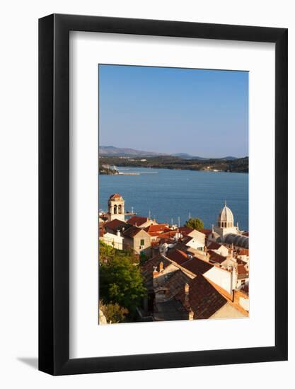 High Angle View of a Cathedral in a Town on the Coast, Sibenik Cathedral, Sibenik, Dalmatia-null-Framed Photographic Print