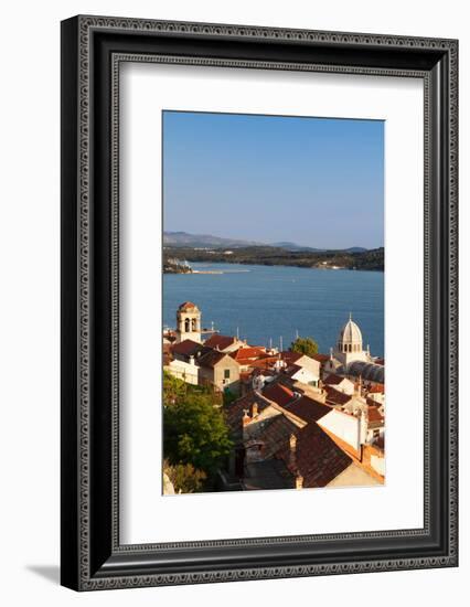 High Angle View of a Cathedral in a Town on the Coast, Sibenik Cathedral, Sibenik, Dalmatia-null-Framed Photographic Print