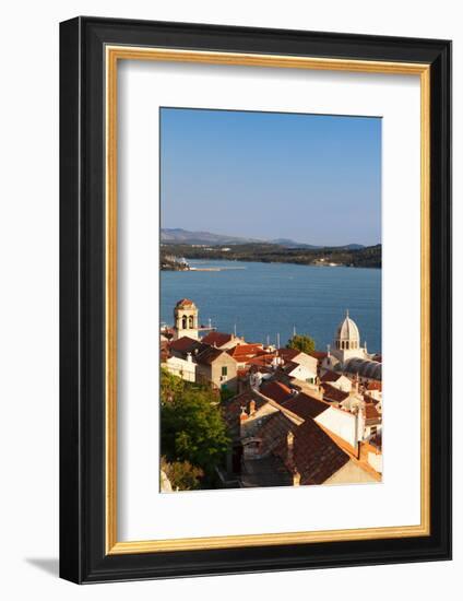 High Angle View of a Cathedral in a Town on the Coast, Sibenik Cathedral, Sibenik, Dalmatia-null-Framed Photographic Print