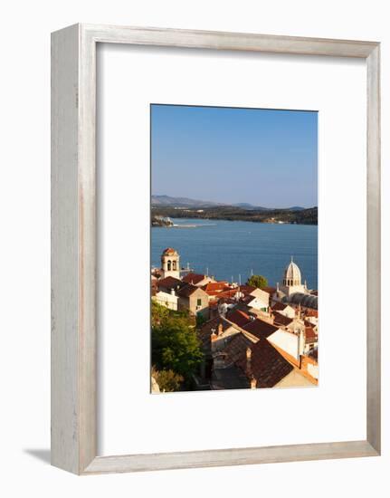 High Angle View of a Cathedral in a Town on the Coast, Sibenik Cathedral, Sibenik, Dalmatia-null-Framed Photographic Print