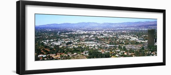 High angle view of a city, Burbank, San Fernando Valley, Los Angeles County, California, USA-null-Framed Photographic Print