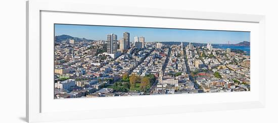 High Angle View of a City, Coit Tower, Telegraph Hill, San Francisco, California, USA-null-Framed Photographic Print