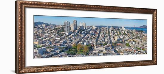 High Angle View of a City, Coit Tower, Telegraph Hill, San Francisco, California, USA-null-Framed Photographic Print