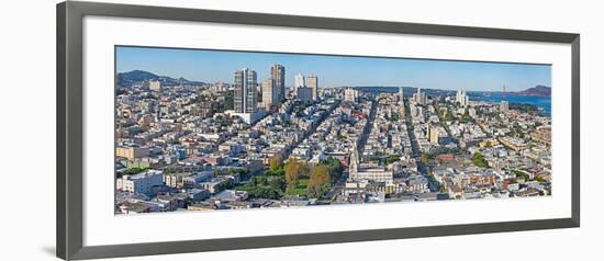 High Angle View of a City, Coit Tower, Telegraph Hill, San Francisco, California, USA-null-Framed Photographic Print