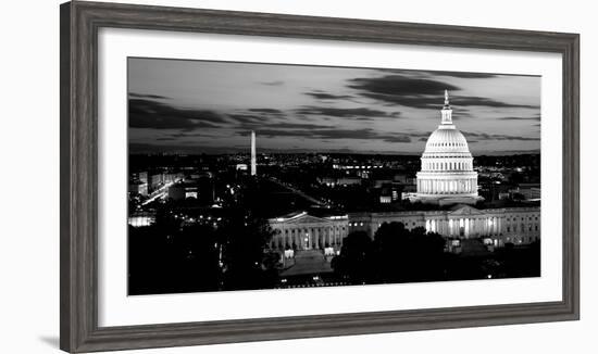 High Angle View of a City Lit Up at Dusk, Washington Dc, USA--Framed Photographic Print