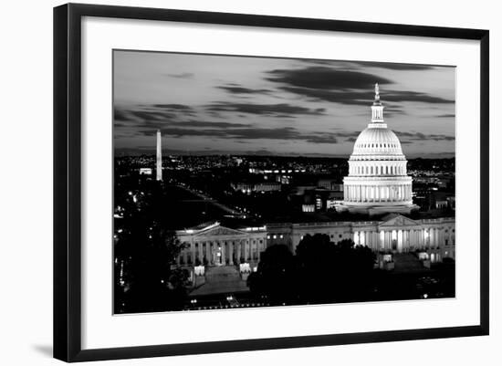 High angle view of a city lit up at dusk, Washington DC, USA-null-Framed Photographic Print