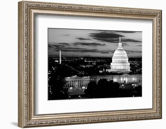 High angle view of a city lit up at dusk, Washington DC, USA-null-Framed Photographic Print