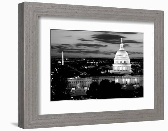 High angle view of a city lit up at dusk, Washington DC, USA-null-Framed Photographic Print