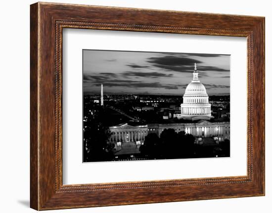 High angle view of a city lit up at dusk, Washington DC, USA-null-Framed Photographic Print